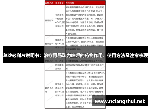 莫沙必利片说明书：治疗胃肠动力障碍的药物作用、使用方法及注意事项